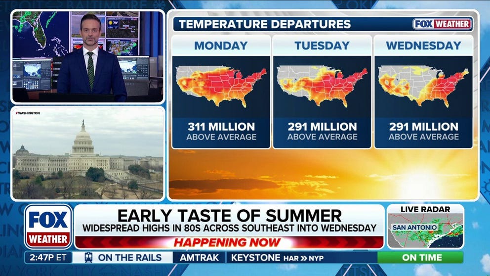 FOX Weather Meteorologist Nick Kosir breaks down the temporary surge in warmth affecting millions of Americans this week, just before temperatures dip by mid-month.
