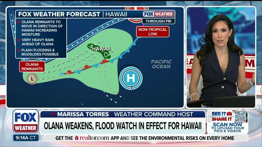 Olana weakens to remnant low as Hawaii monitors severe weather amid continuous flood watches