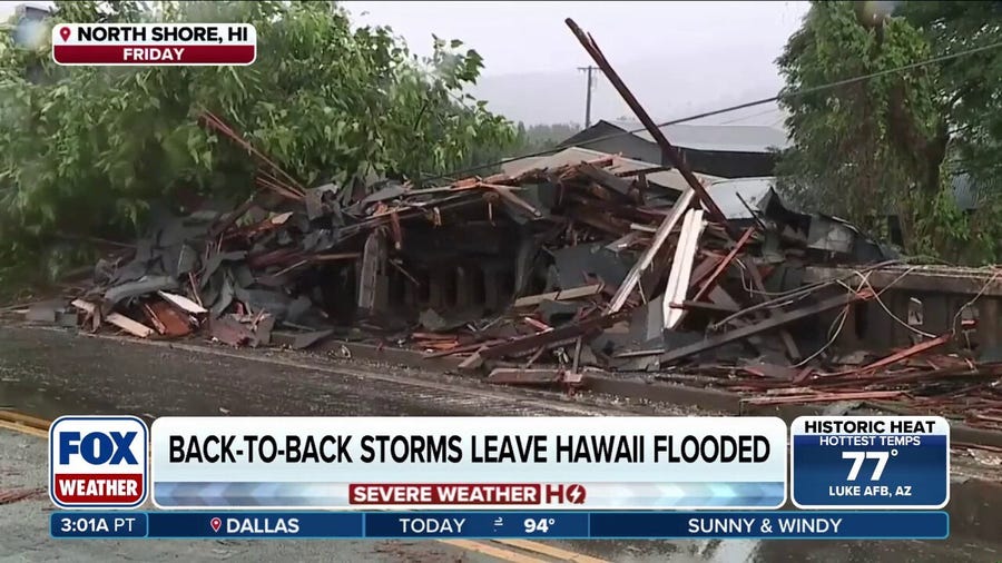 "Tough challenge ahead" as Hawaii floods with feet of rainfall, devastating communities  