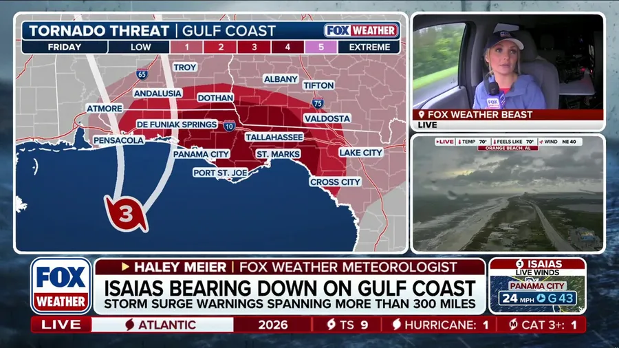 On the road tracking Hurricane Isaias along the Gulf Coast ahead of landfall