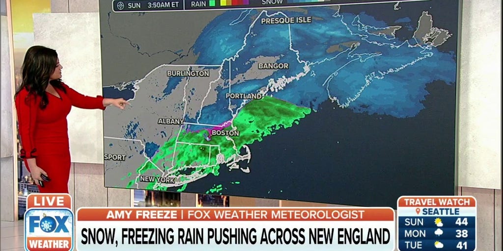 Snow, freezing rain pushes across New England