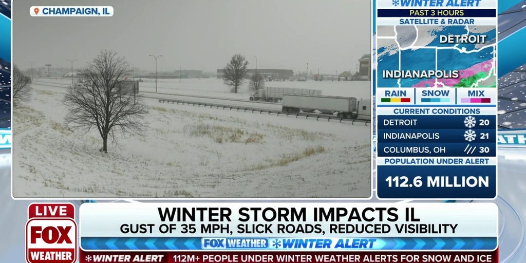 Champaign, IL seeing 35 mph wind gusts, slick roads on day two of