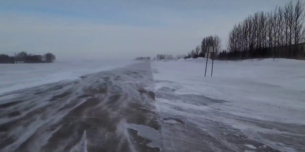 Watch: Strong wind gusts blowing snow across North Dakota roads ...