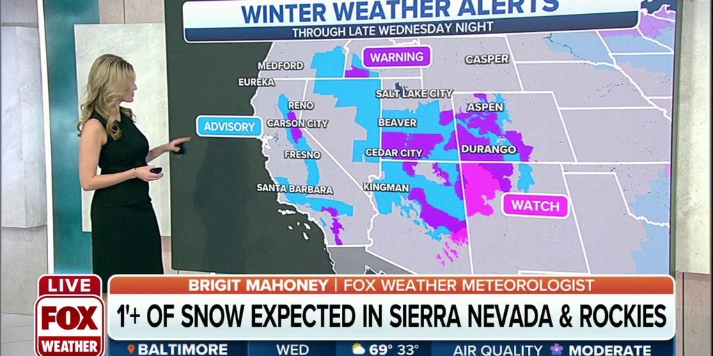 Significant snow expected in Sierra Nevada region, Rockies through