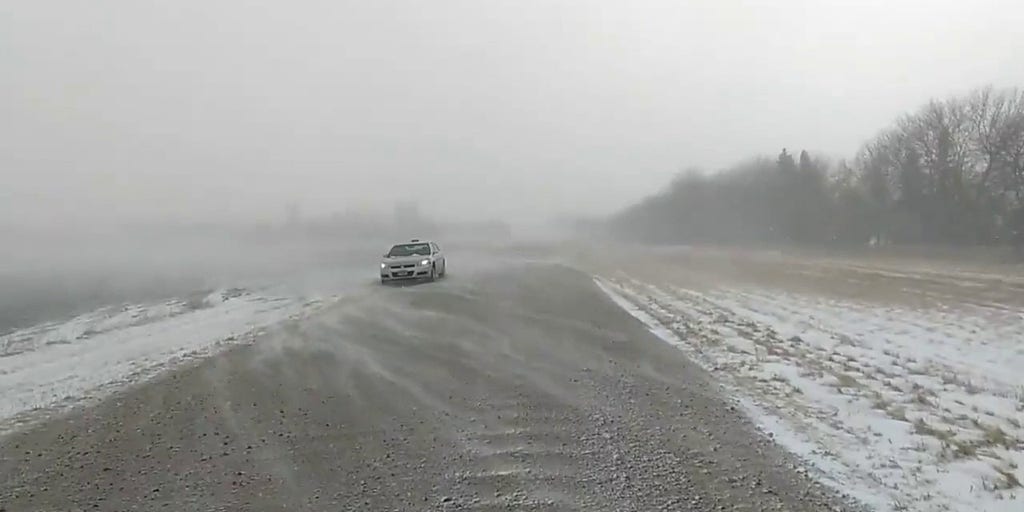 Watch Fierce winds blow snow in Howard, SD during major winter storm