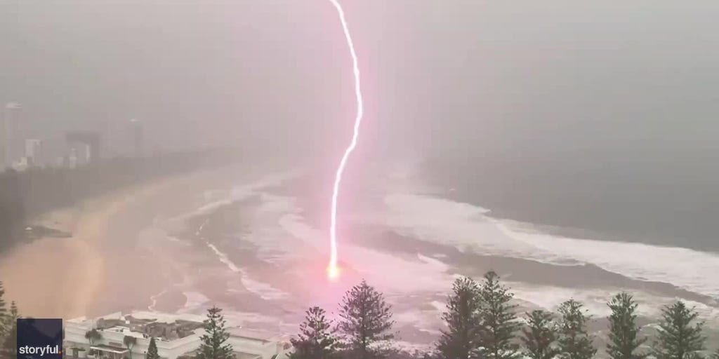 Lightning bolt hits Australian beach Latest Weather Clips FOX Weather