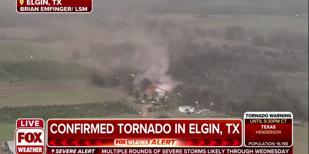 Drone Footage Shows Tornado Causing Destruction in Elgin, TX Latest Weather Clips FOX Weather