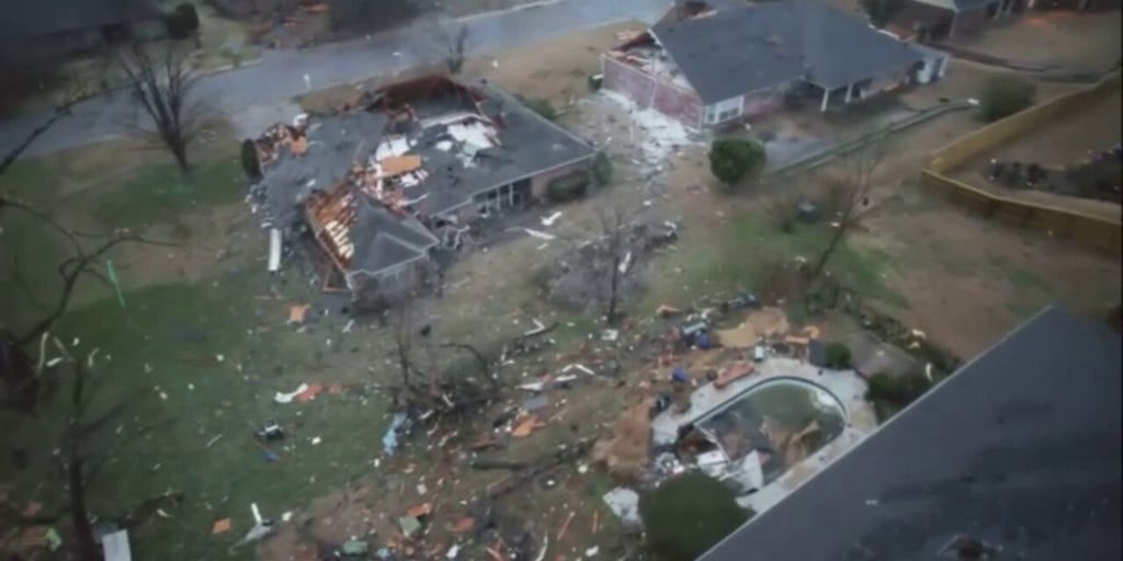 Drone footage shows widespread damage from apparent tornado in