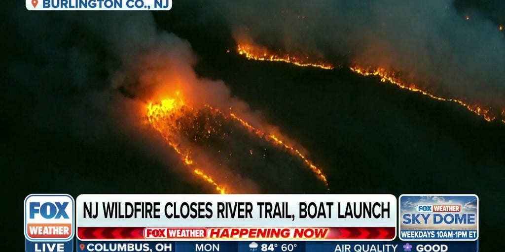 Wildfire in Wharton State Forest in New Jersey has burned at least