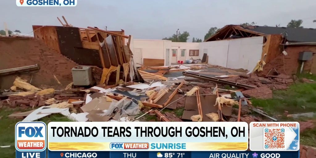 Tornado tears through Goshen, Ohio causing extensive damage to