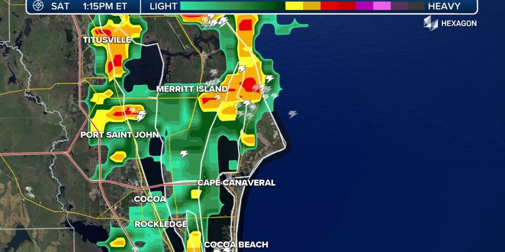 Radar animation of lightning strikes around Kennedy Space Center