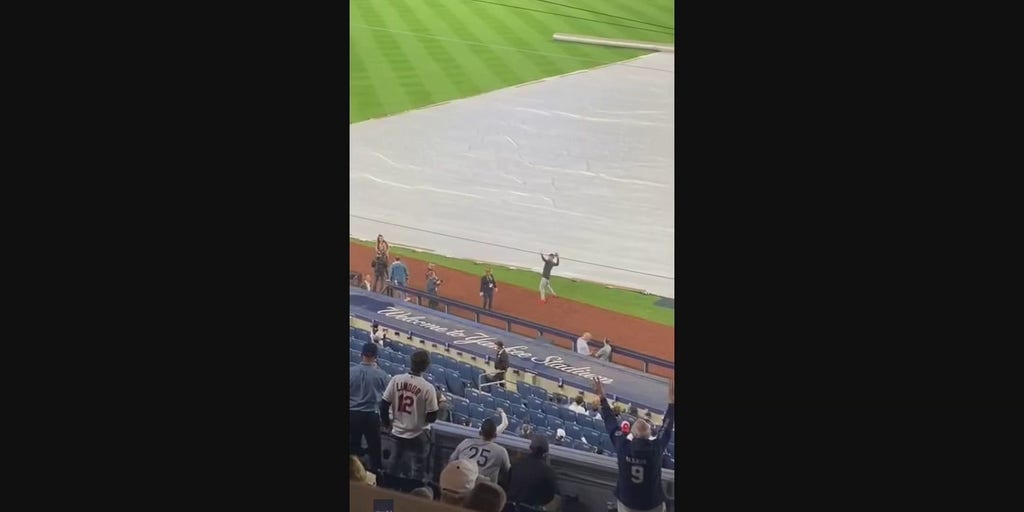 Moment Cleveland Guardians outfielder Myles Straw climbs up bleachers and  screams at Yankees fan