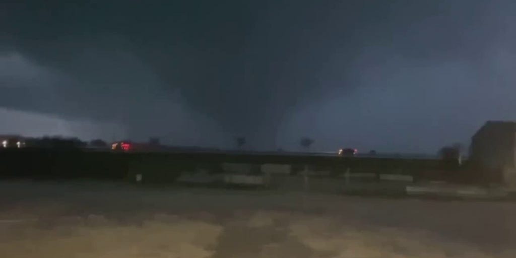 Lightning flashes as possible tornado swirls in North Texas | Latest ...