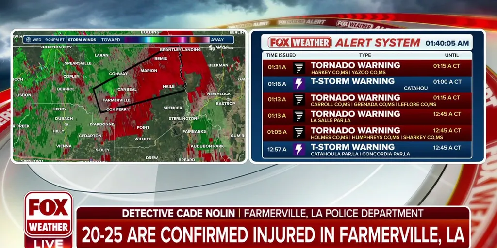 As many as 25 confirmed injured in Farmerville, Louisiana, after