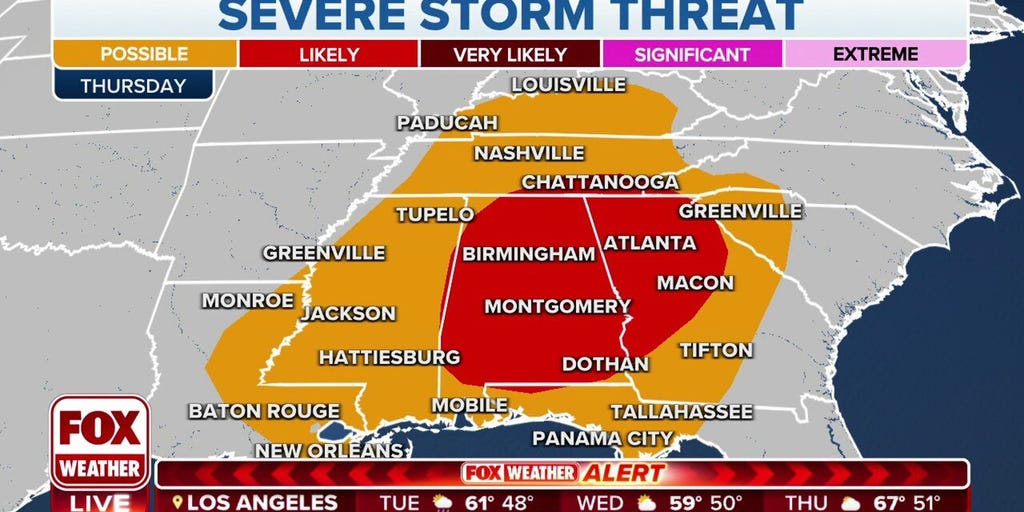 Southeast faces lateweek severe weather threat as Northeast could see
