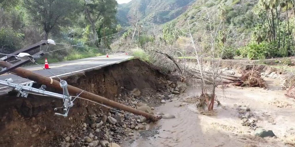 California road crumbles in Los Padres National Forest due to storm ...