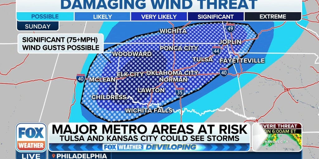 Severe thunderstorms could bring strong, damaging winds to major metro