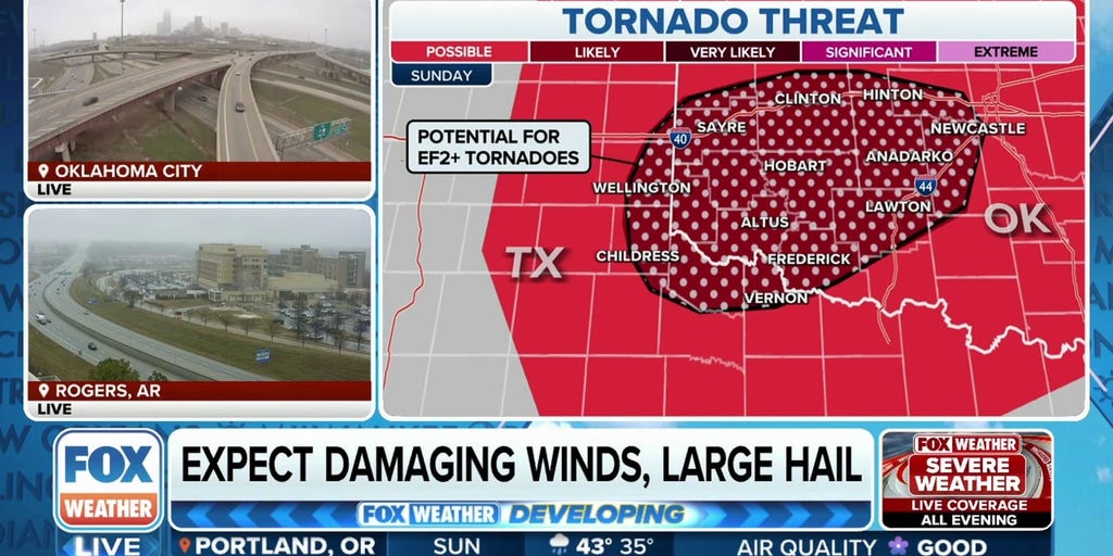 Destructive derecho expected to plow across Oklahoma Sunday evening Latest Weather Clips FOX