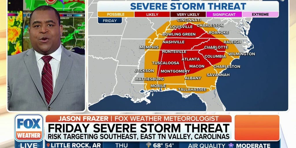 Severe threat shifts into parts of Southeast, Carolinas on Friday ...