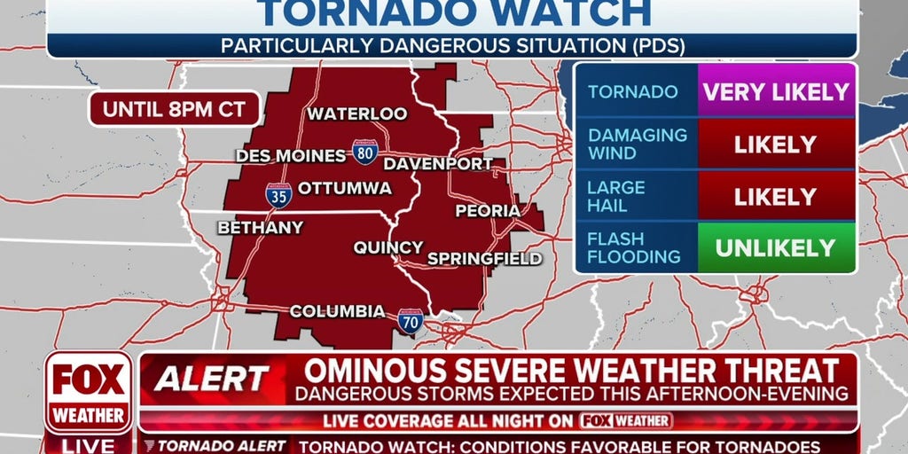 'Particularly Dangerous Situation' Tornado Watch issued for parts of IL ...