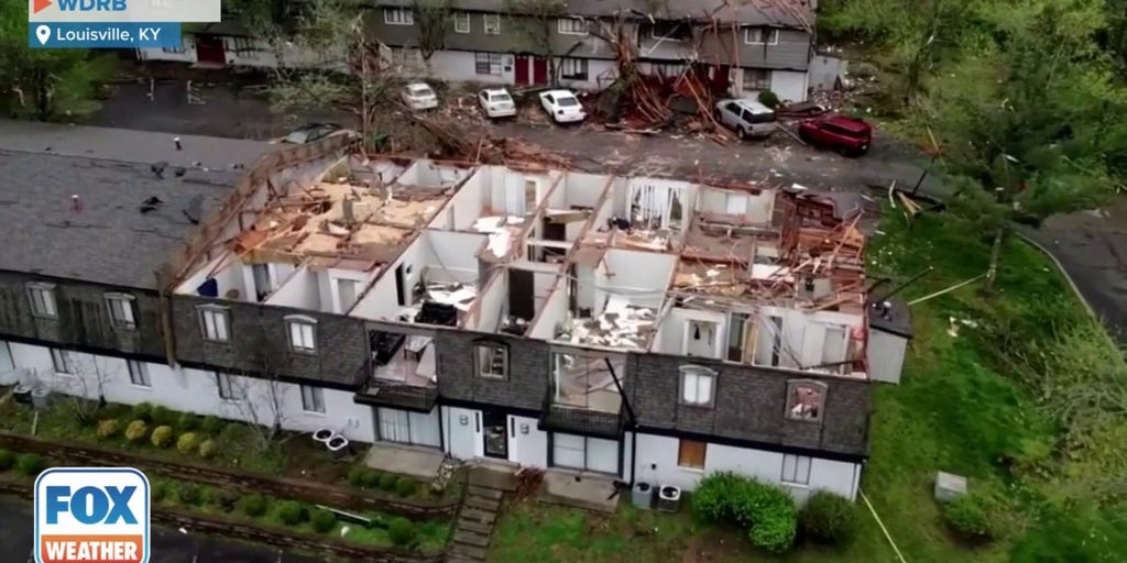 Drone video shows Louisville, KY apartment roof torn off by storms
