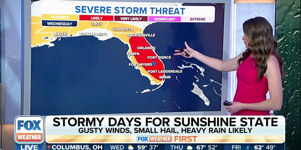 Gusty winds, hail, heavy rain likely across Florida from severe storms ...