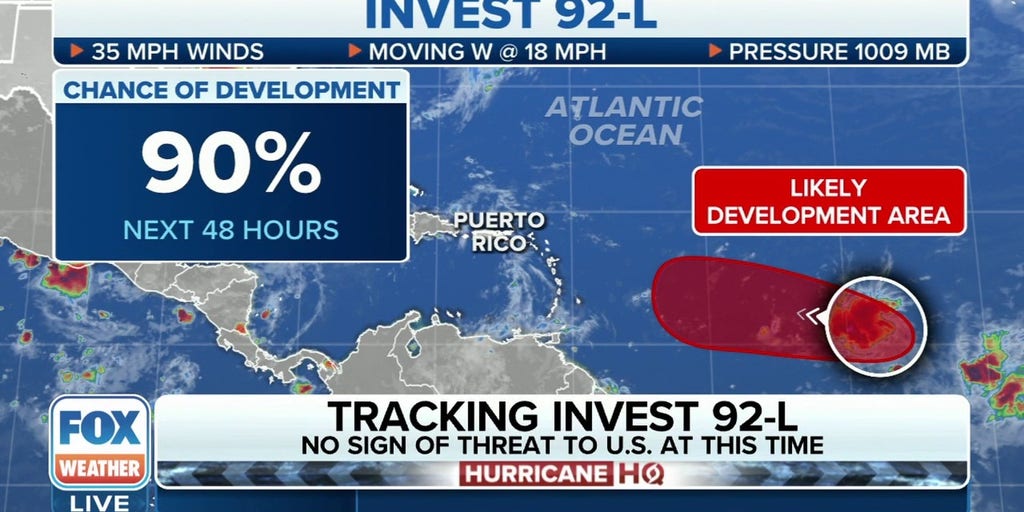 Invest 92L Has High Chance Of Tropical Development; NHC Also Monitoring ...