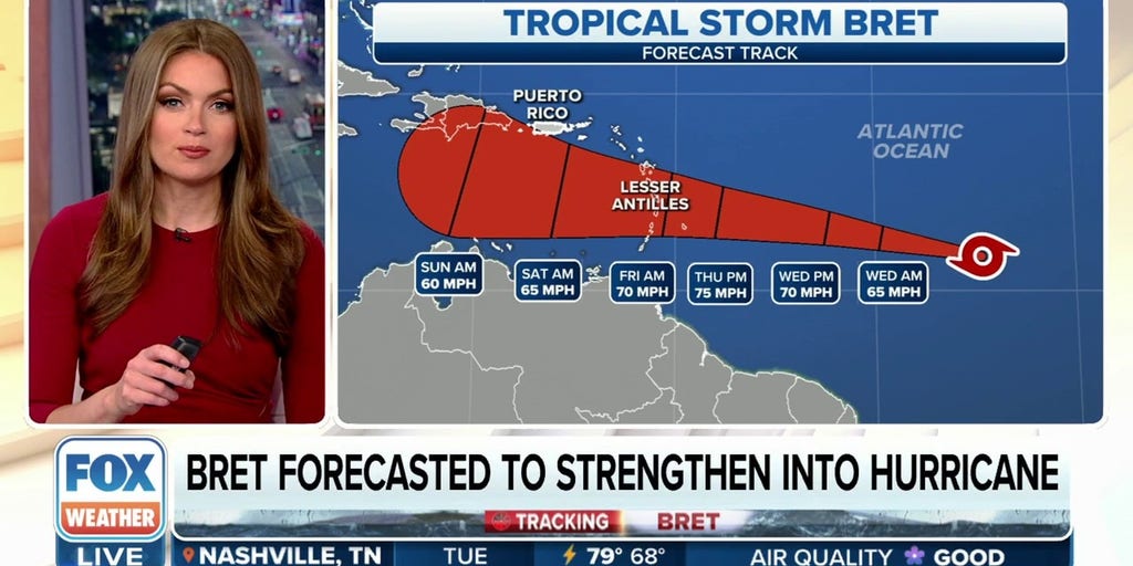 Tropical Storm Bret forecast to hurricane by Wednesday evening