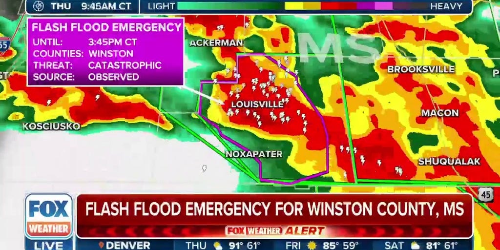 Flash Flood Emergency Issued For Winston County Mississippi Latest