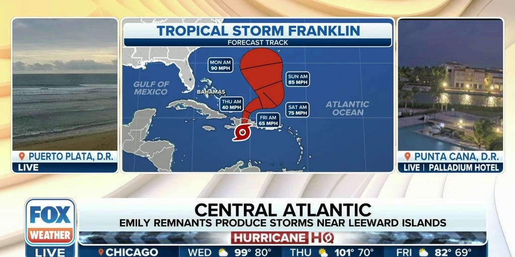 Tropical Storm Franklin headed toward southern shores of Dominican