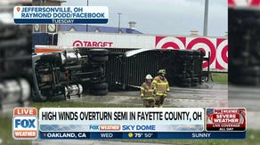 High winds overturned semi-trucks in Ohio during severe storms on Tuesday