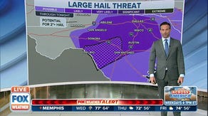 Large hail threat stretches further south into Texas