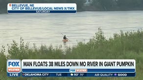 Man breaks world record by floating 38 miles down Missouri River in giant pumpkin