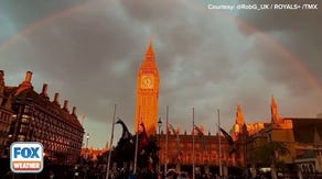 Rainbow over Palace of Westminster in London