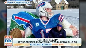 Artist creates snowy tribute to Buffalo Bills quarterback