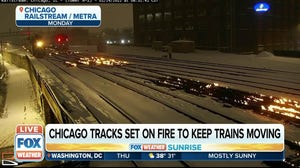 Gas burners used to keep train tracks in Chicago warm during winter