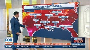 Summer heat will begin to ease in the Southeast