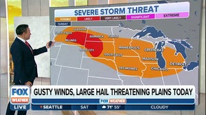 Gusty winds, large hail threaten Plains on Saturday