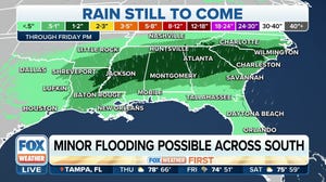 Southeast, Gulf Coast could see minor flooding Thursday as soaking rain drenches region