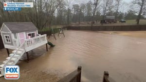 Arkansas backyard completely flooded from rain