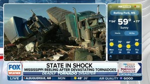 Tractor-trailers tossed like toys across Rolling Fork, MS during tornado