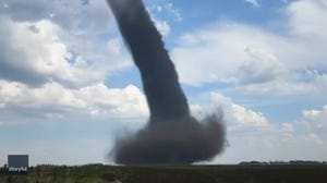 Massive landspout tornado sweeps Alberta farmland