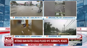 Intense rain rates flood NYC subways, roads