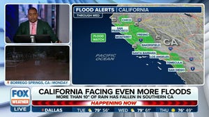 Millions in California remain under flood alerts as drenching rain from atmospheric river storm continues to pound state
