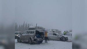 Multiple vehicles collide during snowstorm in Canada