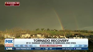Rainbow appears in Elkhorn, NE after EF-3 tornado hits the area on Friday