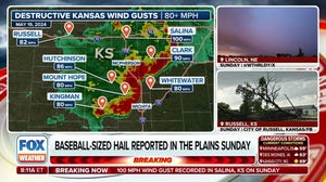 Derecho barrels across Kansas with hurricane-force wind gusts, baseball-sized hail