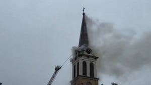 Church steeple burns in Wisconsin after likely lightning strike