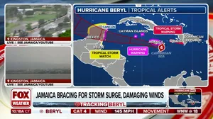 Tropical storm conditions now being felt in Jamaica as Hurricane Beryl continues to advance
