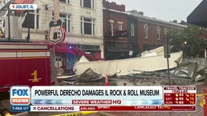 Derecho rips roof off Illinois Rock & Roll Museum on Route 66